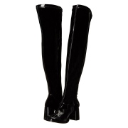 Zwarte vinyl laarzen 7,5 cm - jaren 70 gogo overknee boots hippie disco - overknee laarzen