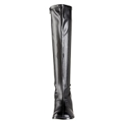 Zwarte vinyl laarzen blokhak 7,5 cm - jaren 70 gogo boots hippie disco - knielaarzen