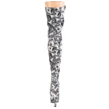 dollar biljetten 20 cm ADORE-3000DP pole dance overknee laarzen met hak